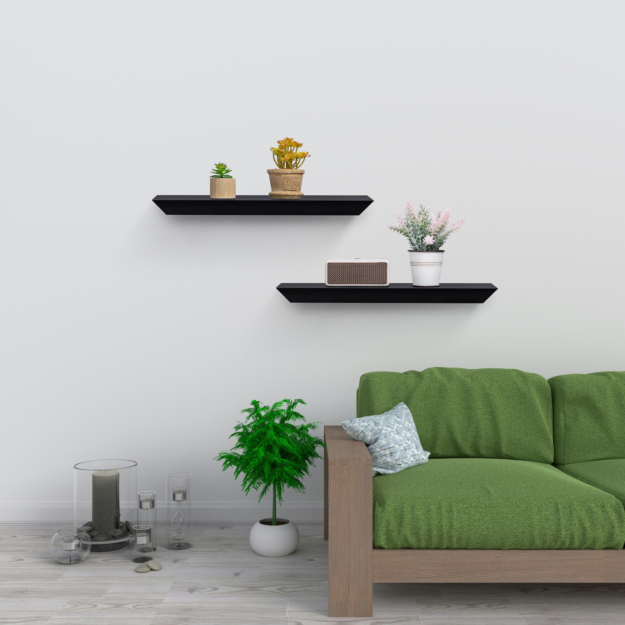 Floating Shelves 18.11" Wall Mounted Wood Shelves For Bathroom, Bedroom, Living Room, Kitchen, Hanging Shelf For Books/Storage/Decor With Invisible Brackets, Black_voghion.com